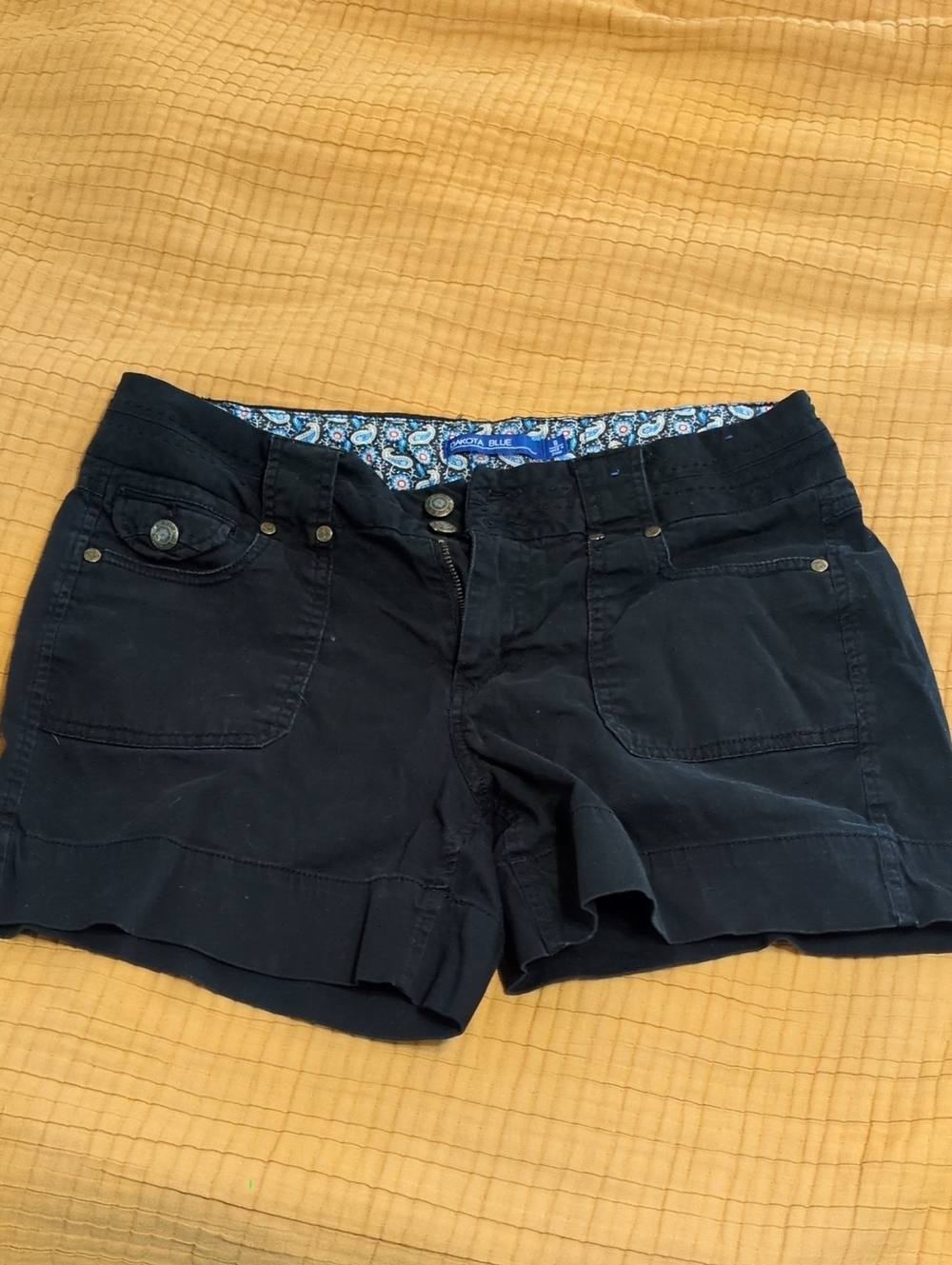 Black Women’s Jean Shorts with Button Pockets - Dakota Blue
